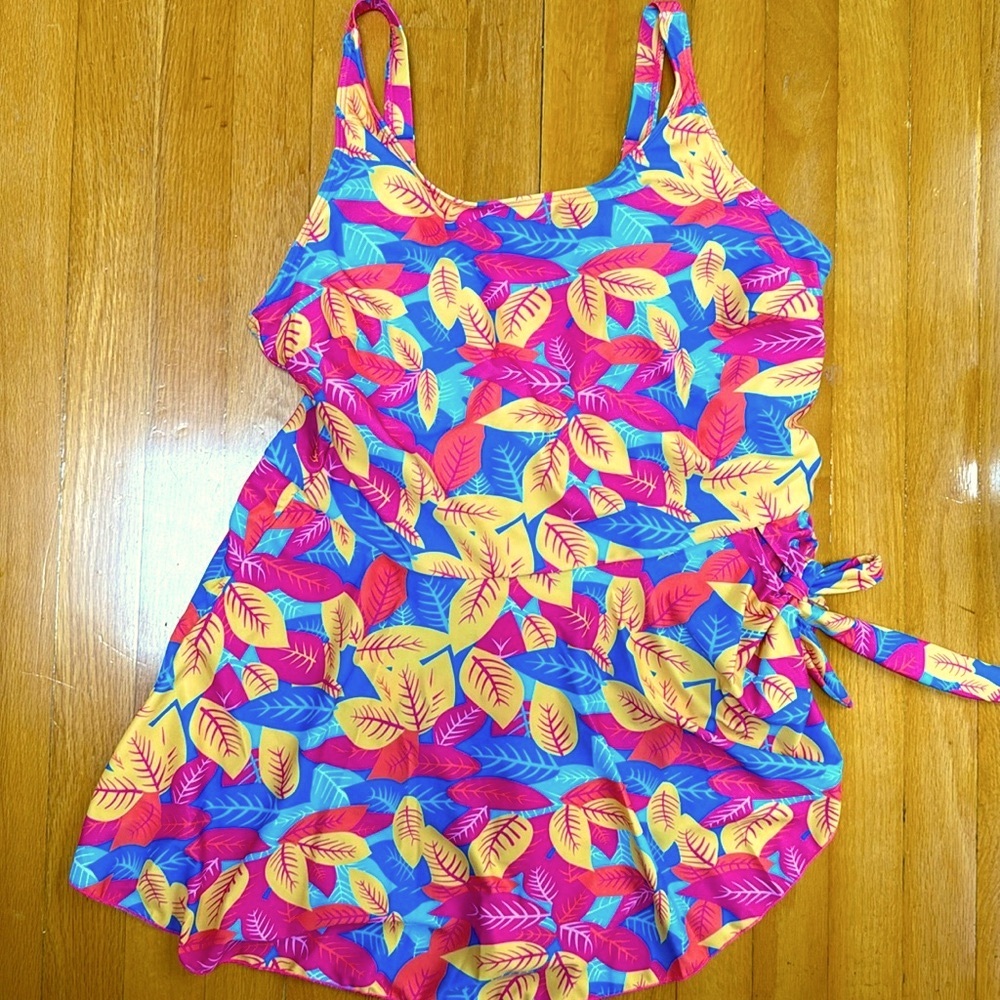 2XL Tropical Swimsuit 🩱 One Piece w Side Tie Unbranded